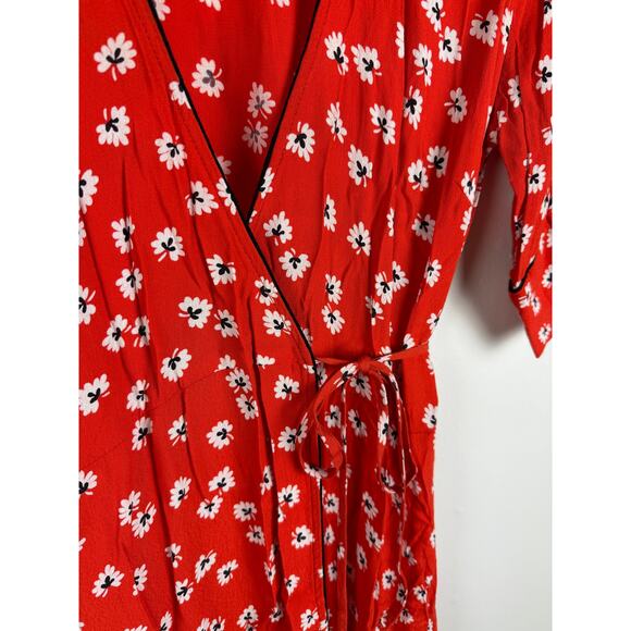 Ganni Silvery Crepe Floral Wrap Dress Size 38 - Picture 3 of 9